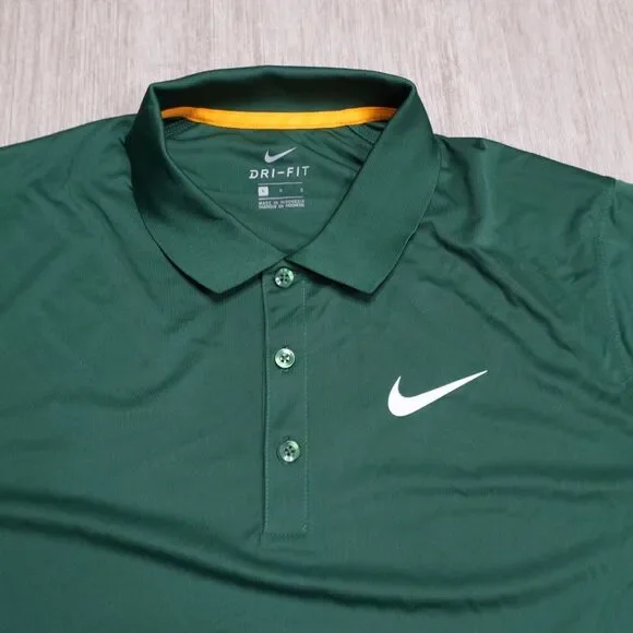 Nike Golf Coachs Polo Shirt Green Mens L Dri Fit Short Sleeve Collared - Picture 2 of 5